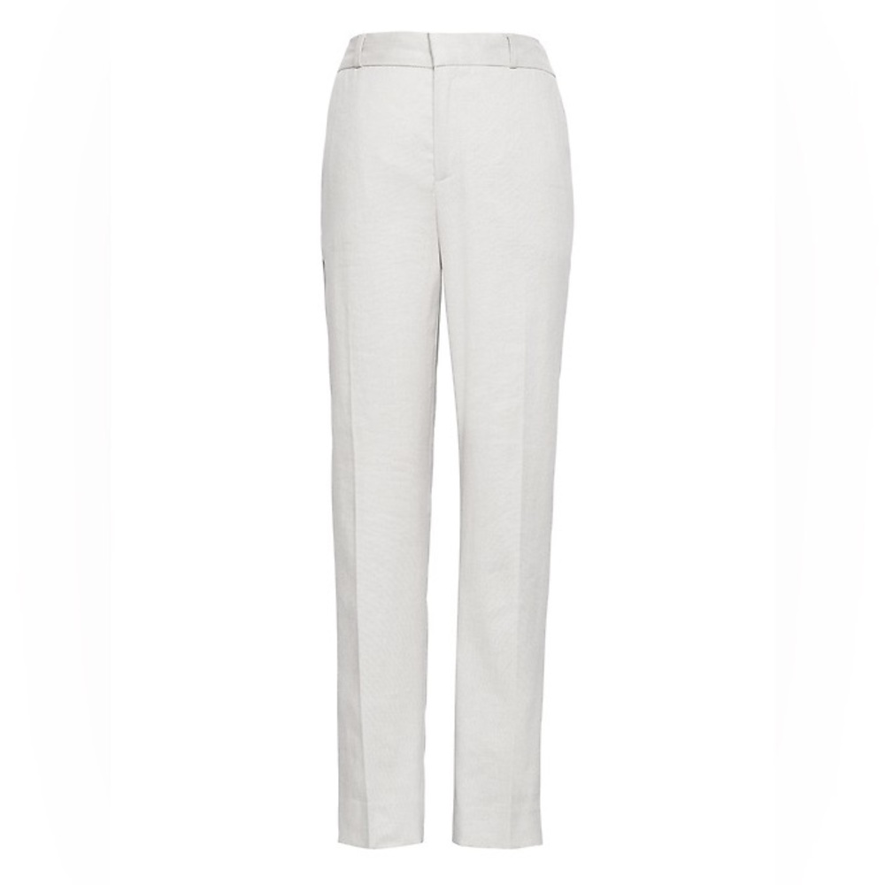 Banana Republic Women’s Avery Straight-Leg High-Rise Ivory Linen Cotton Pants